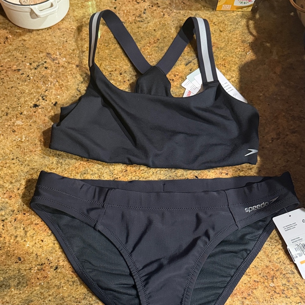 Speedo Dark Gray Two-Piece Swimsuit